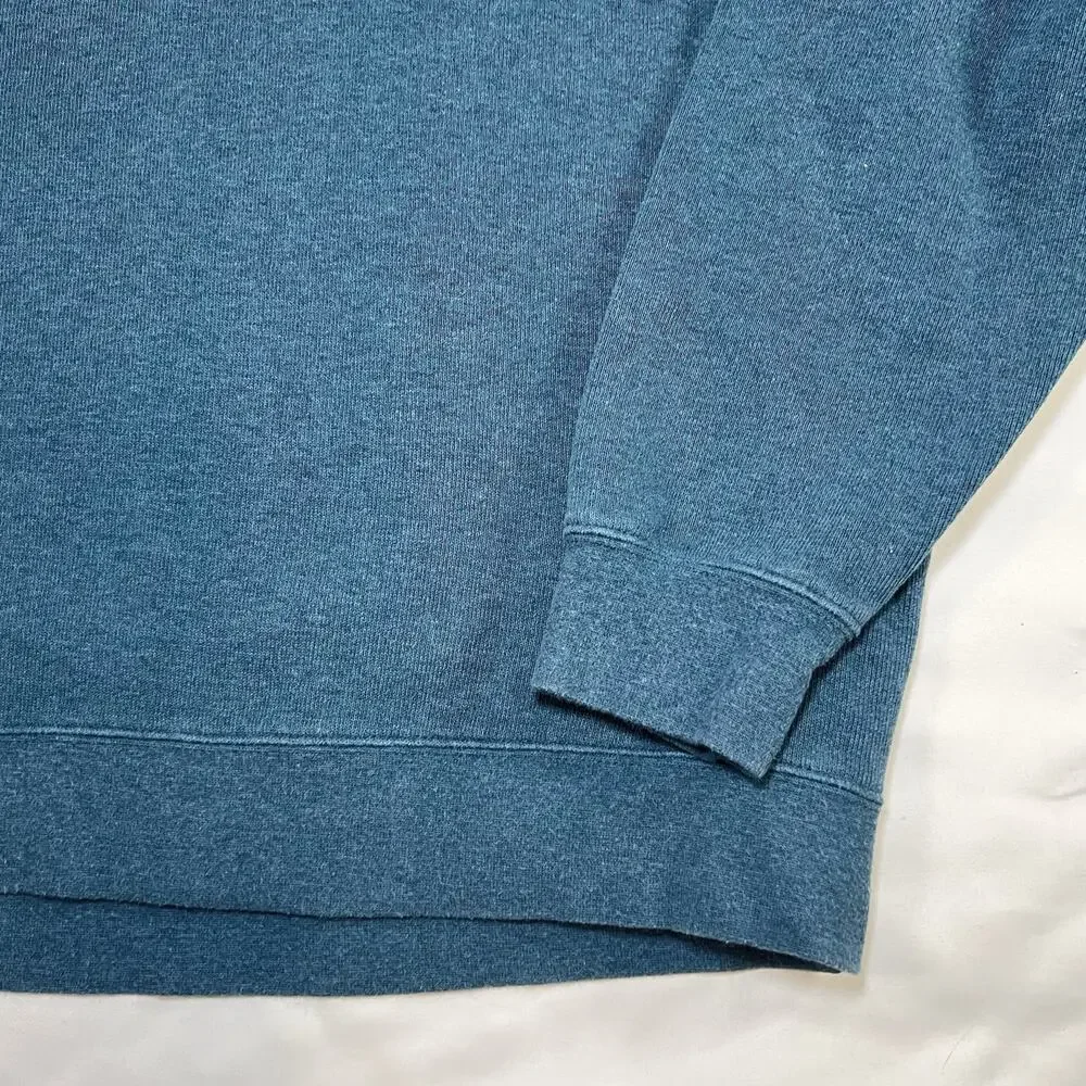 Orvis 1/4 Zip Pullover Mens Size L Teal Blue 100% Cotton Sweater Classic Casual